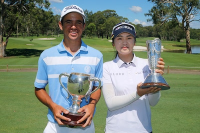 Austin Bautista and Ga-young Lee, winners of the 2016 NSW Am<br><i>Golf NSW photo/David Tease</i>