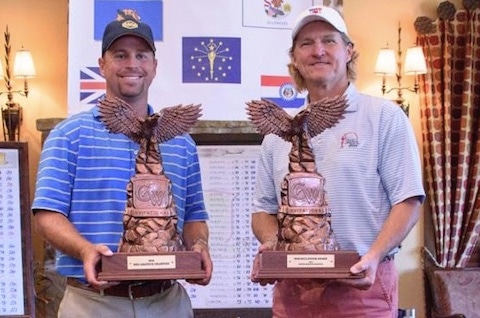 Carlton Woods Mid-Am Winner Colby Harwell (left) <br>shown with Senior winner Lewis Stephenson (right)