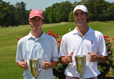William Rainey and Phillip Oweida celebrate 2016 Carolina Four-Ball title <br>(Carolinas Golf Association Photo)</br>