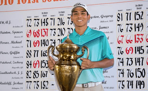 P.J. Samiere celebrates Southwestern Amateur victory <br>(Southwestern Amateur Photo)</br>