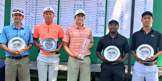 Brandon Mai (center) overtook Tim Hogarth (left)<br>for the 50th SCGA Public Links title (SCGA photo)