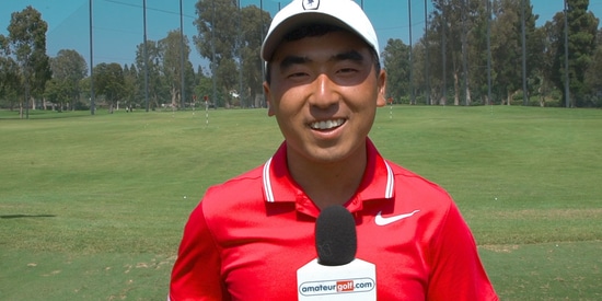 Doug Ghim on the range at the Riviera CC