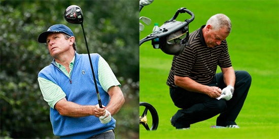 Matt Sughrue (L) and David Brown (R) are tied at 4-under<br>(USGA photo)