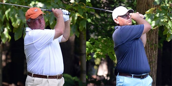 Keith Decker (L) and Justin Young (R) co-lead at Williamsburg GC<br>(VSGA photo)