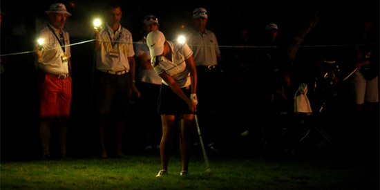 Phone flashlights were used for light at the U.S. Women's Amateur playoff