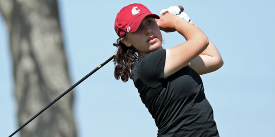 Madelyn Gamble co-leads in the Pac-12 Championship. (WSU Athletics)