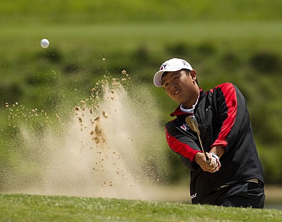 - he shot 75 and is tied for 5th as an individual
