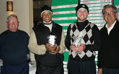 From left: Tournament Director Roger E. McGovern,<br> Henry Alves, John Nolan, Head pro Bob Giusti