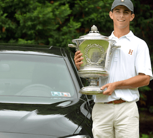 Cole Berman posing next to the title<br>sponsor BMW (GAP photo)