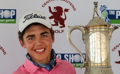 Garrick Higgo with Northern Amateur Open trophy <br>(Central Gauteng Golf Photo)</br>