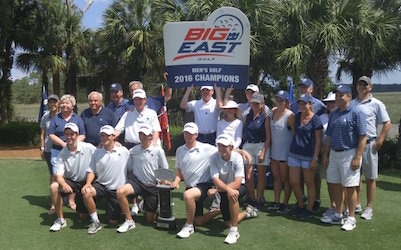 The Georgetown contingency celebrates Big East title <br>(University of Georgetown Photo)</br>