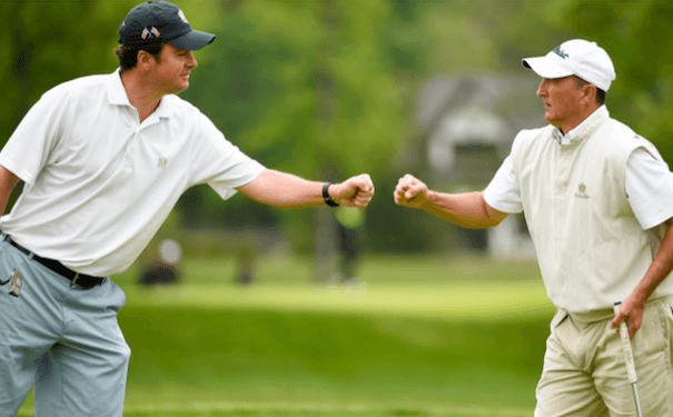 Defending champions Nathan Smith (L) and Todd White (R) during first round <br>(USGA Photo)</br>