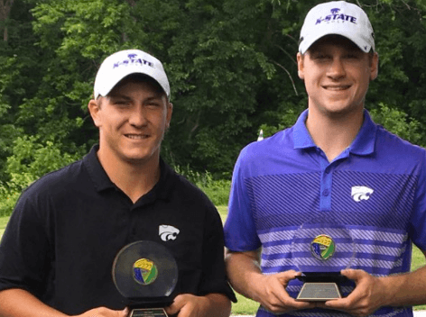 Connor Knabe and Ben Fernandez with Kansas Four-Ball trophy <br>(Kansas Golf Association Photo)</br>