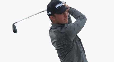 Connor Syme watches a shot during British Amateur match play <br>(R&A Photo)</br>