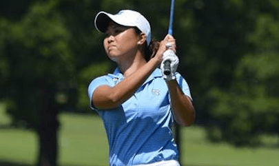 Bryana Nguyen watches a shot during the NC Women's Amateur <br>(Carolinas Golf Association)</br>
