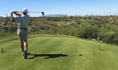 Nick Heinen watches a shot during third round play <br>(Southwestern Amateur Photo)</br>