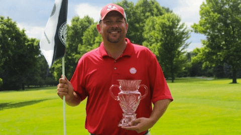 Matt Christensen holds Indiana Amateur trophy <br>(IGA Photo)</br>
