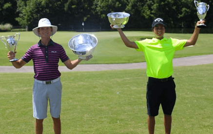Linus Samuelsson (L) and Fred Biondi (R) celebrate Florida Junior Boys titles <br>(FSGA Photo)</br>