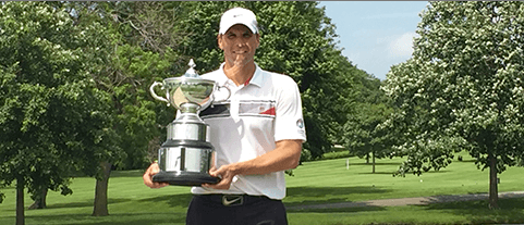 Nate Dunn with third Iowa Amateur championship trophy <br>(IGA Photo)</br>