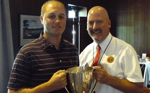 Bradley Rock Jr. (L) after second consecutive Long Island Mid-Amateur title <br>(LI Golf Association Photo)