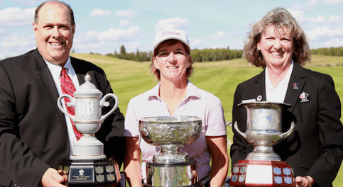 Judith Kyrinis couldn't hold all the hardware herself <br>(Hugo Sanchez/ Golf Canada Photo)