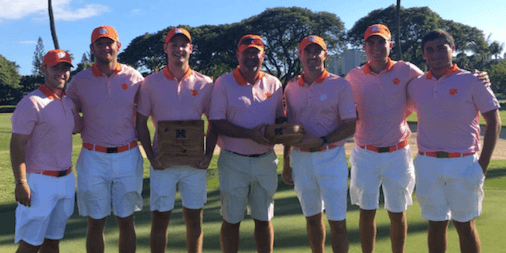 Clemson celebrates their second win of the fall season <br>(Clemson Athletics Photo)
