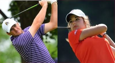 Jackson Spires and Jessica Spicer lead their respective divisions <br>(Photos Courtesy of East Carolina and Virginia Tech)