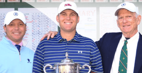 Braden Thornberry holds the Jones Cup Invitational trophy <br>(Jones Cup Invitational Photo)