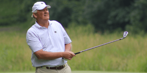 Gene Elliot and partner Mike McCoy are tied <br>for the International Four-Ball lead <br>(Iowa Golf Association Photo)