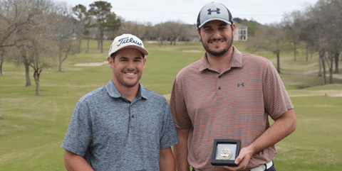 Texas South Four-Ball winners Grant Schroeder (L) and Sam Hochhauser (R) <br>(TXGA Photo)