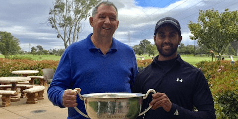 Gary Monisteri with champion Jaskaran Sihota <br>(San Mateo County Photo) 