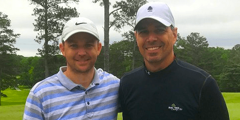 Day one leaders Andy McRae (L) and Vic Kyatt III (R) <br>(Alabama Golf Association Photo)
