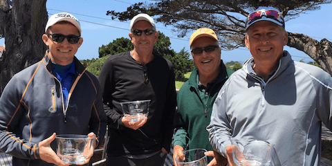 L-R Gary Beene and Del Masters Net Champs; <br>Frank Pieper and Jeff Britton Senior winners <br>(AmateurGolf.com Photo)