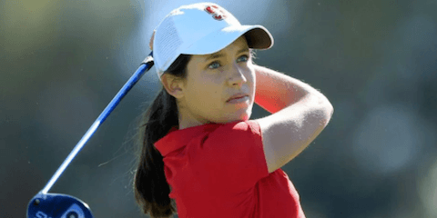 Medalist leader Albane Valenzuela of Stanford <br>(Golfweek Photo)