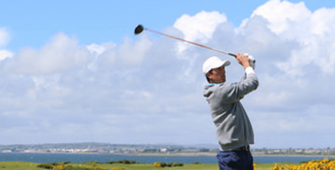 Stewart Hagestad watches a tee shot <br>(MGA Photo)