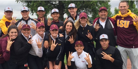 ASU men's and women's teams pose<br>(Photo: ASU men's golf coach Matt Thurmond)
