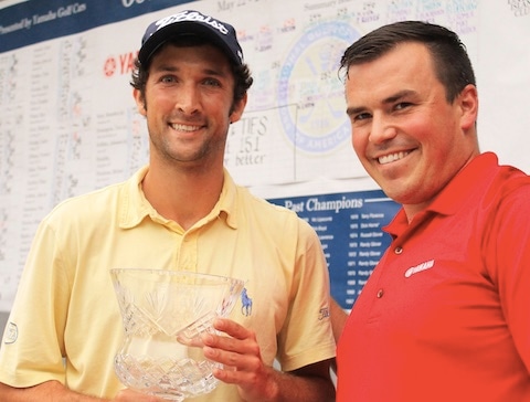 South Carolina Open Champion Tate Hoisington<br> with Yamaha Golf Cars representative J.T. Carney