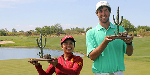 AJGA Thunderbird winners Alyaa Abdulghany (L) and Jacob Bergeron (R) <br>(AJGA Photo)