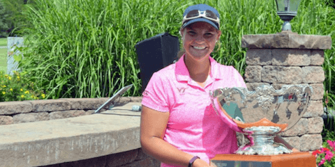 Virginia Tech junior Amanda Hollandsworth after her title <br>(VSGA Photo)