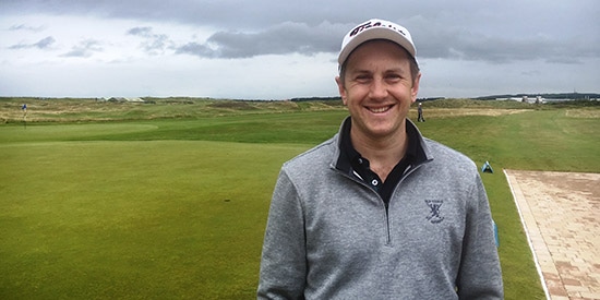 This is the smile of a golfer who just buried his opponent with<br>two hole outs at Prestwick (Scottish Golf Union photo)