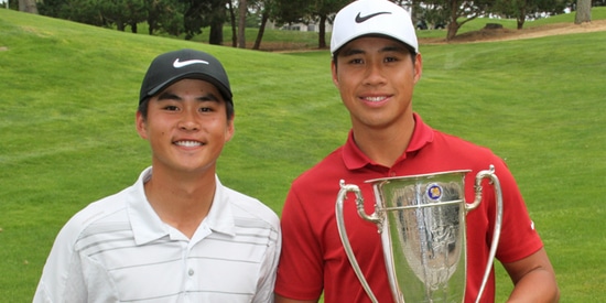 2016 champion Shintaro Ban [left] <br>with 2017 winner and fellow WCAL product Isaiah Salinda <br>(photo courtesy of NCGA)