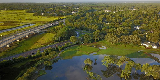 Water from adjacent marshes flooded the CC of Charleston<br>(Paul Corder/CC of Charleston photo)