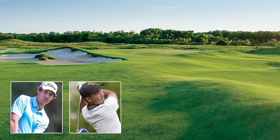 Brandon Mancheno and Justin Suh co-lead at Trinity Forest<br>(GolfWorld, Auburn, USC photos)