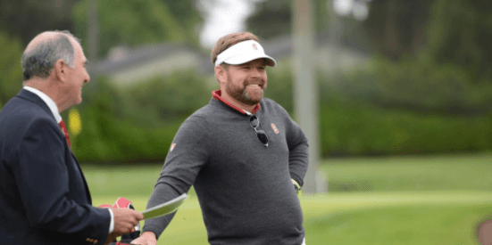 Stanford head coach Conrad Ray (right) <br>(Golfweek Photo)