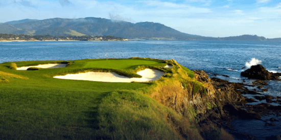 The famous par-3 7th hole at Pebble Beach <br.(USGA Photo)