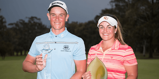 Winner Jordie Garner (L) and Tahnia Ravnjak (R) <br>(Golf Australia Photos)