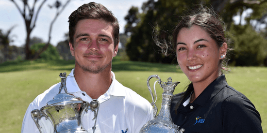 2017 Victorian Amateur champions David Micheluzzi (L) and Stephanie Bunque (R) <br>(Golf Victoria Photo)