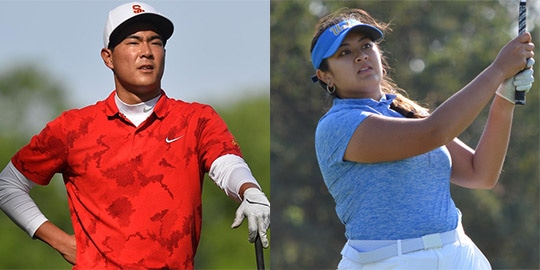 Justin Suh and Lilia Vu are the two hottest golfers in college golf<br>(USC and Golfweek photos)