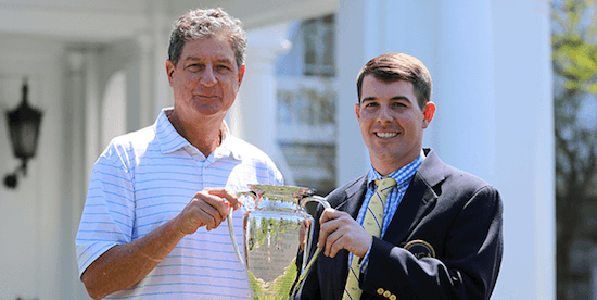 Adam Kugler (L) is all smiles after his final round rally <br>(MGA Photo)
