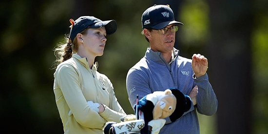 Emilia Migliaccio and assistant coach Ryan Potter (WF Athletics/Twitter)